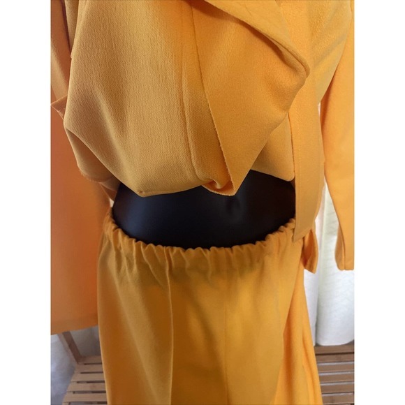 Vintage 1960’s 1970’s‎ Yellow Collared Wide Leg Pant Suit Large Size 14 Stretchy - Picture 7 of 7